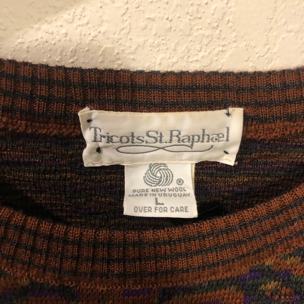 Tricots St. Raphael Vintage Multicolor Wool Sweater Sz L - Picture 2 of 4